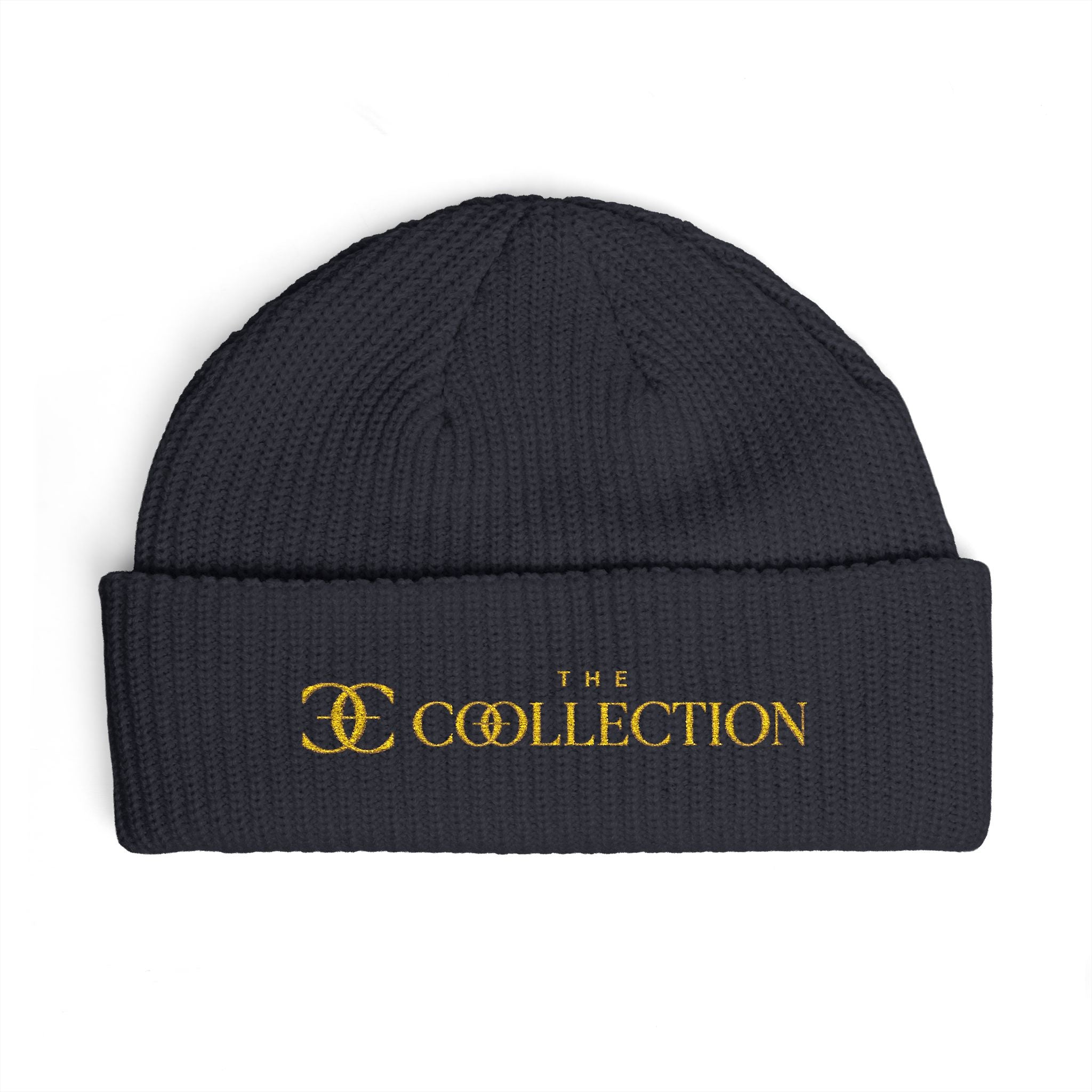 The Collection Cuffed Beanie Gold Logo Knit Hat