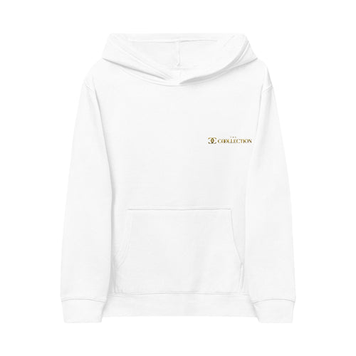 Kids Embroidered 'Be Kind' Fleece Hoodie — Soft White Pullover for Children