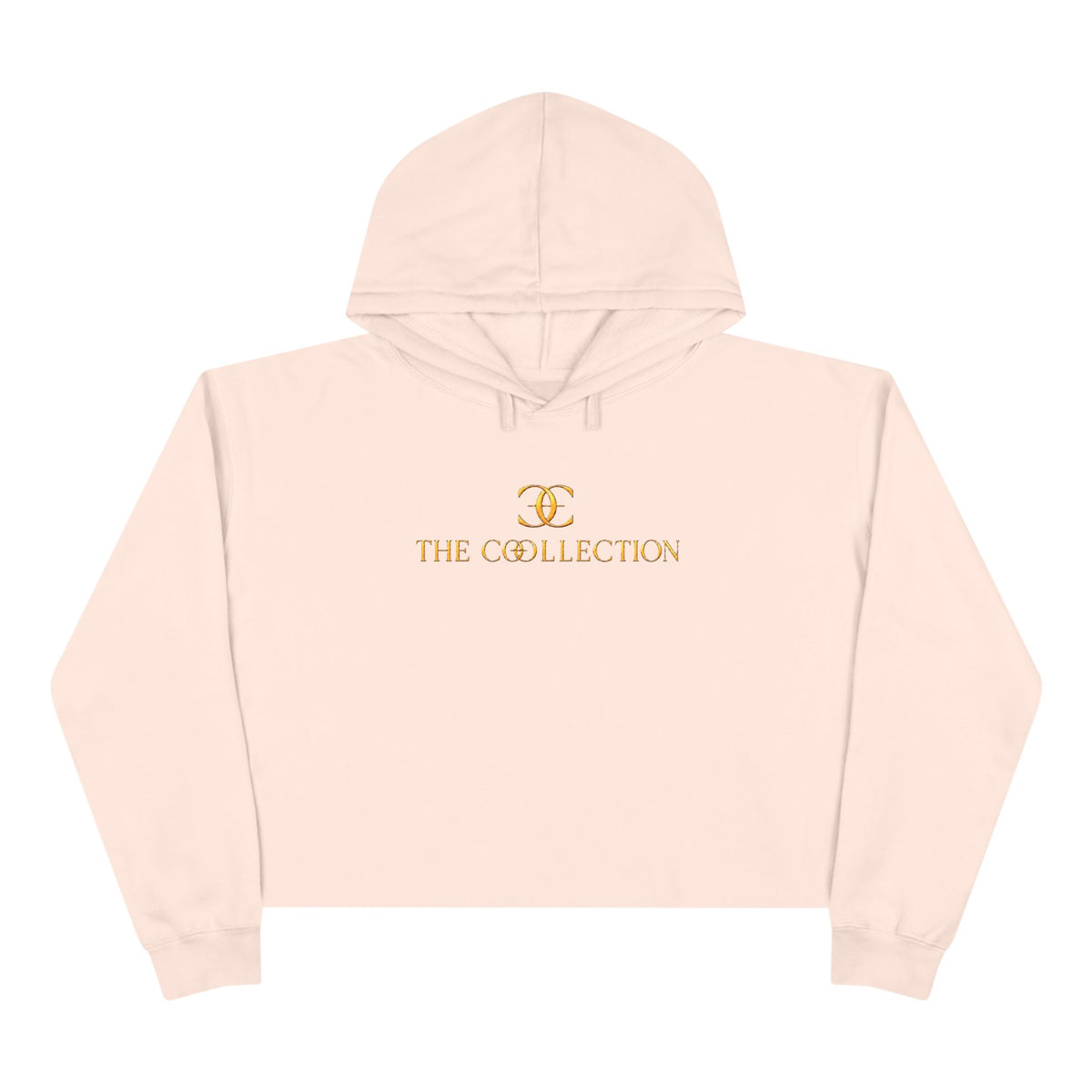 The Collection Cropped Hoodie — Minimal Gold Logo Crop Hoodie
