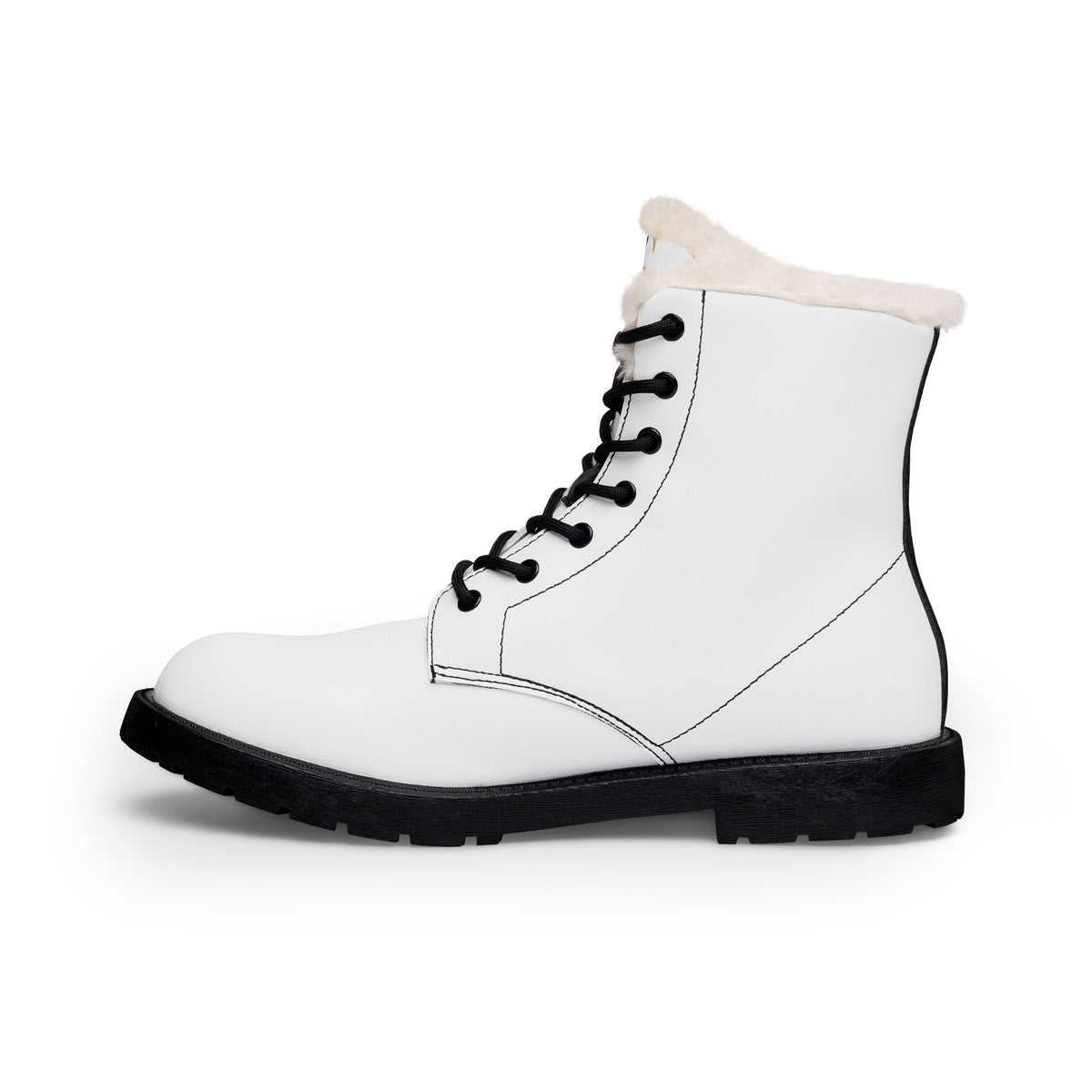Men's White Leather Fur-Lined Lace-Up Boots — Insulated Winter Work & Fashion Boots