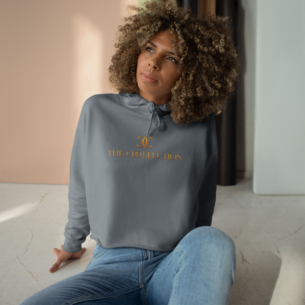 The Collection Cropped Hoodie — Minimal Gold Logo Crop Hoodie