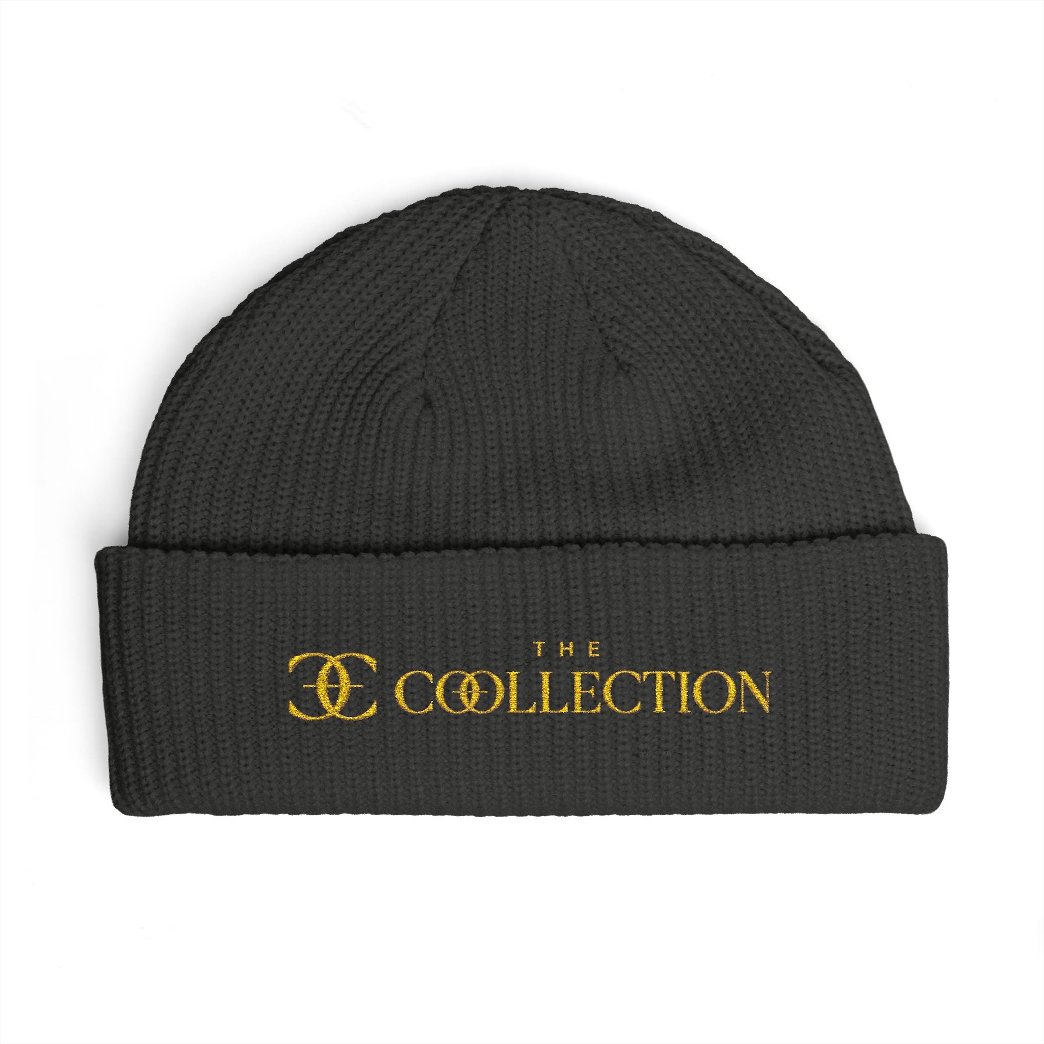 The Collection Cuffed Beanie Gold Logo Knit Hat