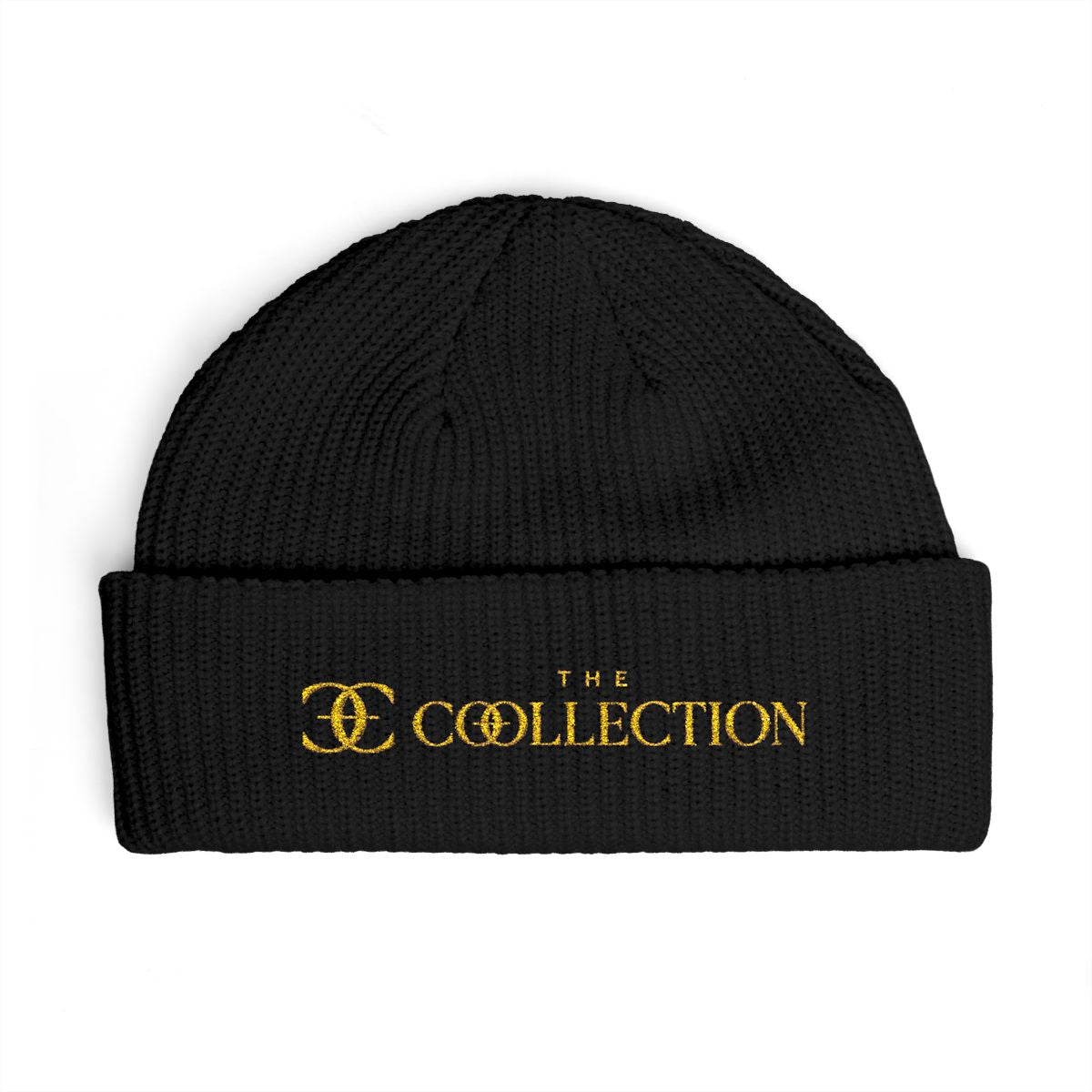 The Collection Cuffed Beanie Gold Logo Knit Hat