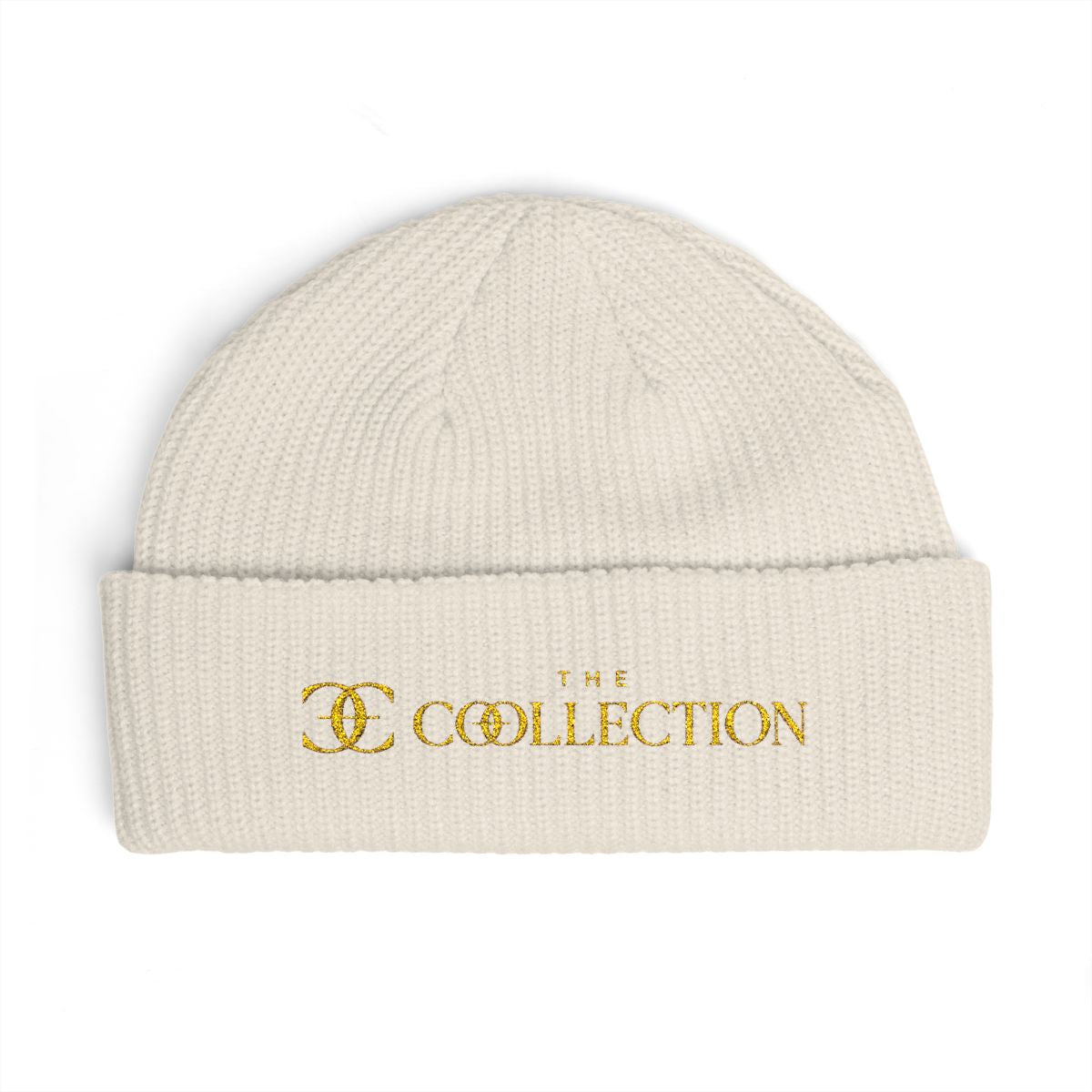 The Collection Cuffed Beanie Gold Logo Knit Hat