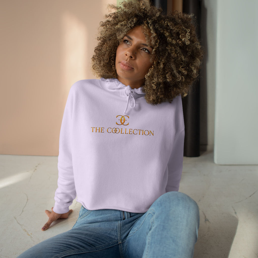 The Collection Cropped Hoodie — Minimal Gold Logo Crop Hoodie