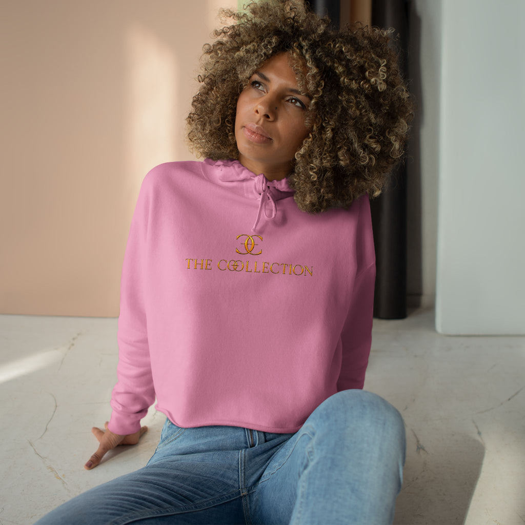 The Collection Cropped Hoodie — Minimal Gold Logo Crop Hoodie