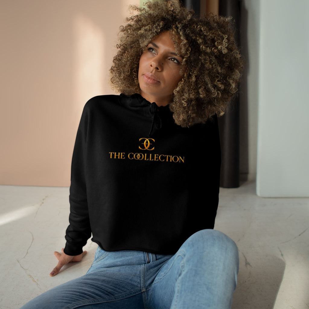 The Collection Cropped Hoodie — Minimal Gold Logo Crop Hoodie