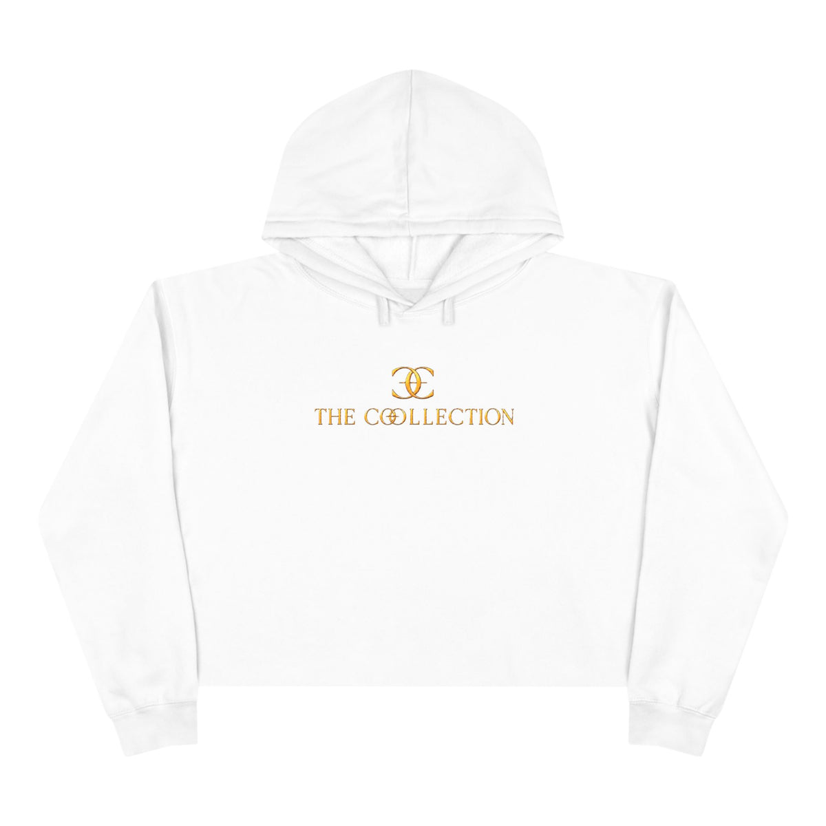 The Collection Cropped Hoodie — Minimal Gold Logo Crop Hoodie