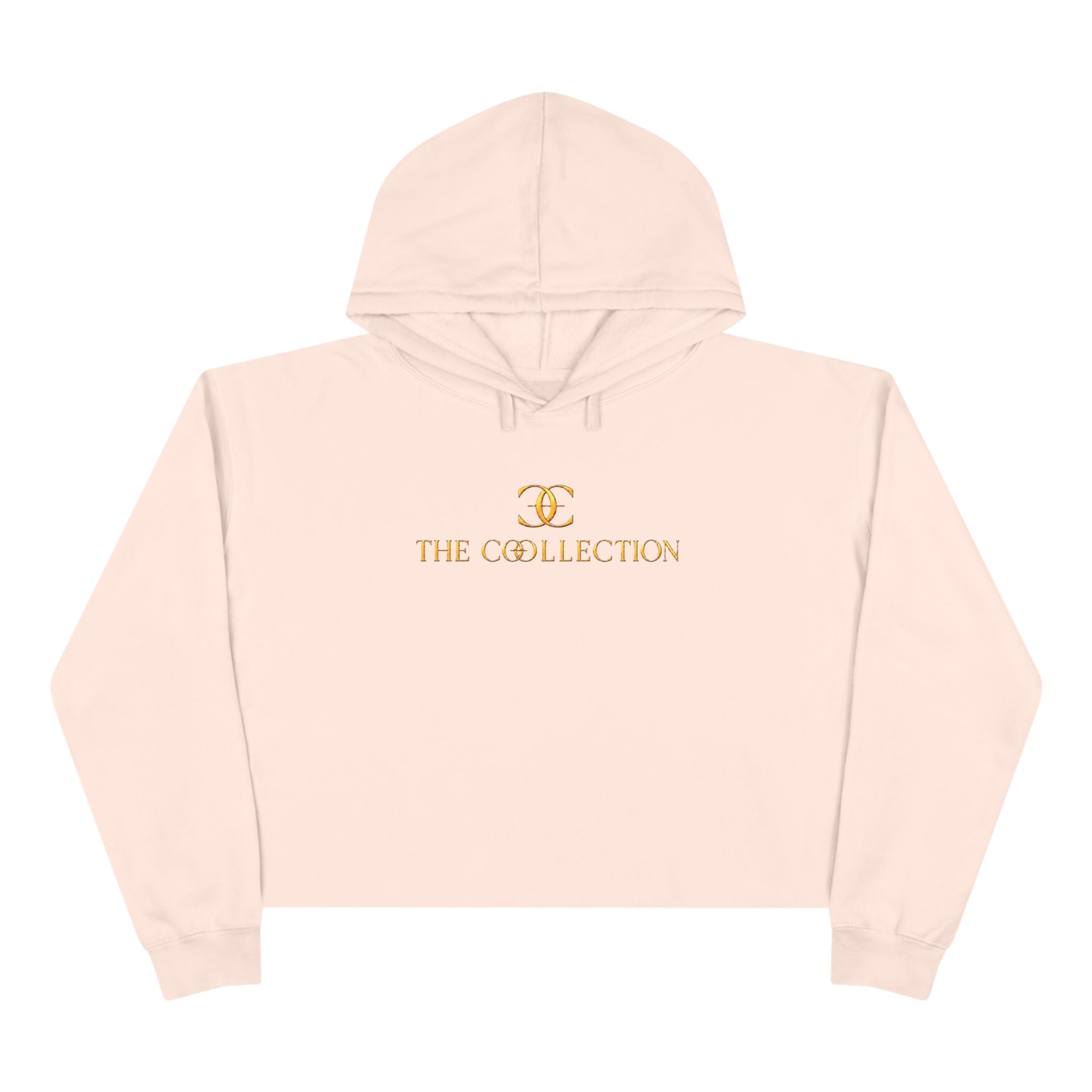 The Collection Cropped Hoodie — Minimal Gold Logo Crop Hoodie