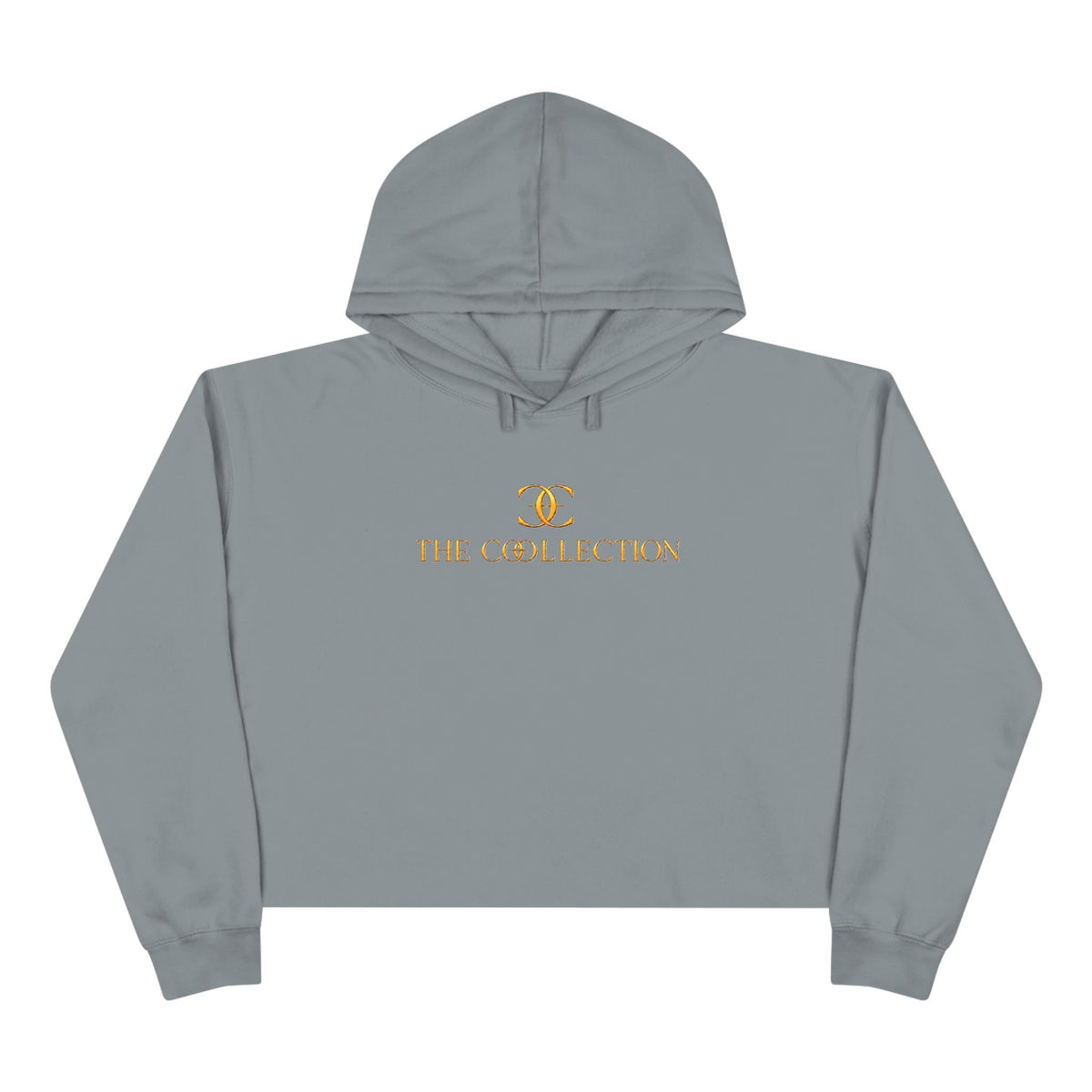 The Collection Cropped Hoodie — Minimal Gold Logo Crop Hoodie