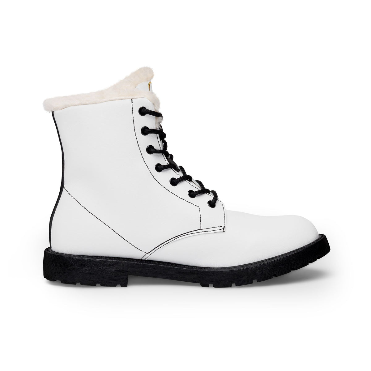 Men's White Leather Fur-Lined Lace-Up Boots — Insulated Winter Work & Fashion Boots
